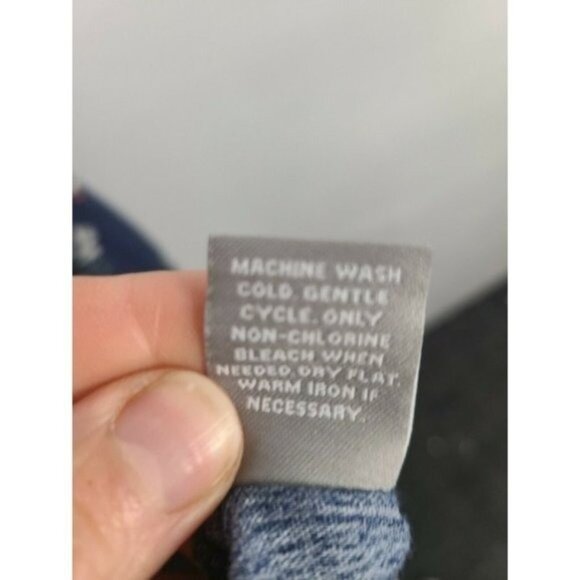 Falls Creek Womens BOHO Peasant Blouse Top Large Blue Floral Crochet Long Sleeve - Picture 9 of 9